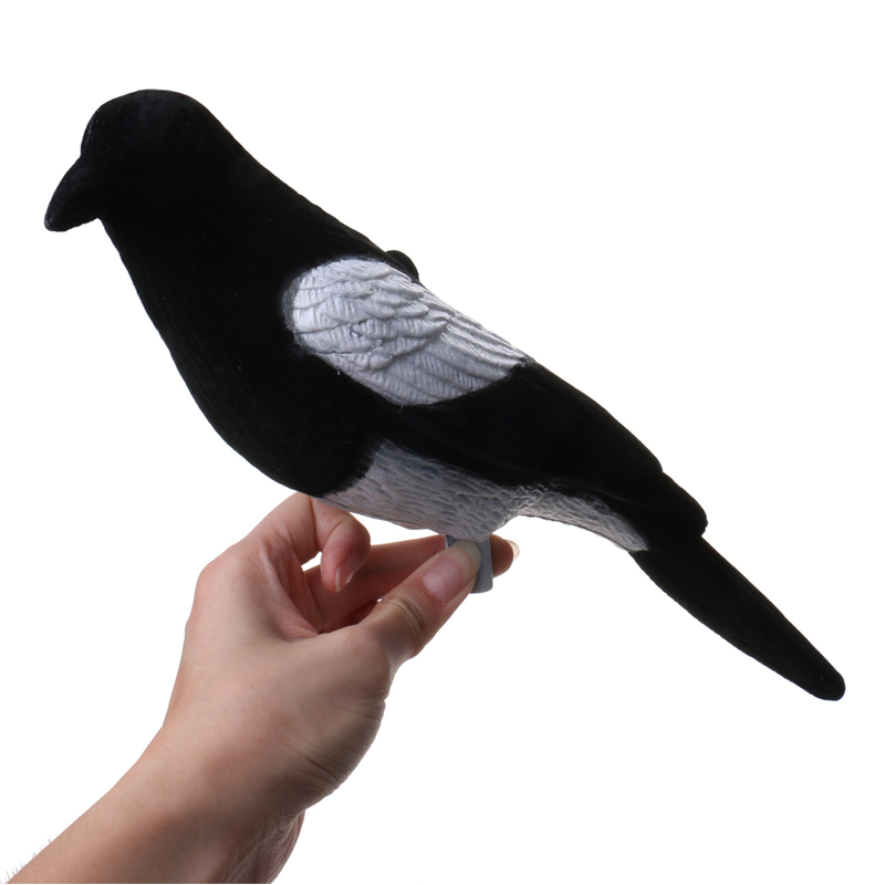 플라스틱 Flocked Magpie Decoy 미끼 슈팅 트랩 데리코 싱 데코이 조류 야외 사냥 액세서리