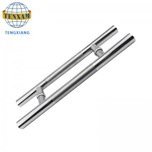 사용자 정의 현대 원형 튜브 H 형 스테인레스 스틸 슬라이딩 풀 도어 욕실 액세서리 샤워 도어 유리 손잡이