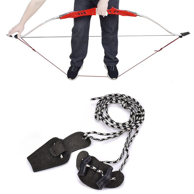 Nika 양궁 454001 활 Stringer 나일론&leather 조정 가능한 양궁 Recurve/tradional 활 끈 촬영 사격 연습