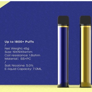 XXL 일회용 포드 디바이스 담배 1800 퍼프 미리 채워진 vape 펜 7ml 카트리지 950mAh 전자 담배