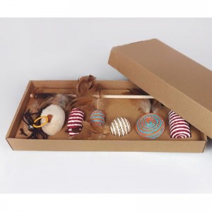 애완 동물 나무 막대 깃털 재미 있은 고양이 스틱 조합 고양이 장난감 세트 상자 7 조각 마우스 Sisal 공 재미 있은 고양이 유물