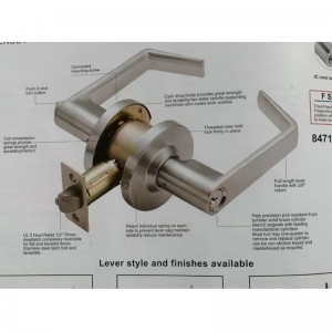 7205 등급 2 상업용 근무 사무실 도어 키드 레버 잠금장, 새틴 크롬 마감