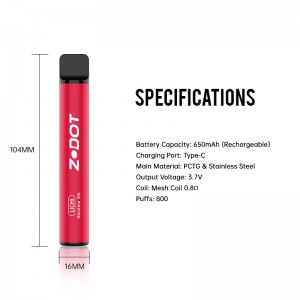 800 퍼프 일회용 vape 펜