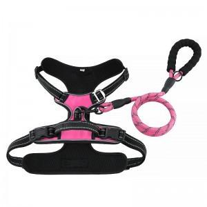 사용자 정의 개 조끼 반사 나일론 큰 버클 뒤집을 수있는 개 하네스 가죽 끈