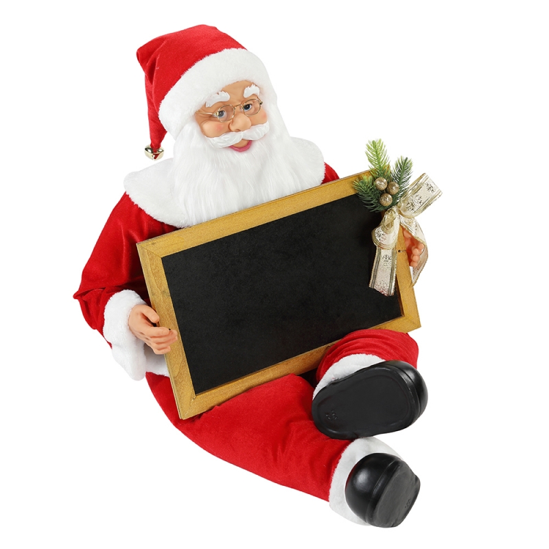 60/80cm 크리스마스 Blackboad 휴일 뮤지컬 장식 장식 입상 컬렉션과 산타 클로스 앉아 전통적인 크리스마스