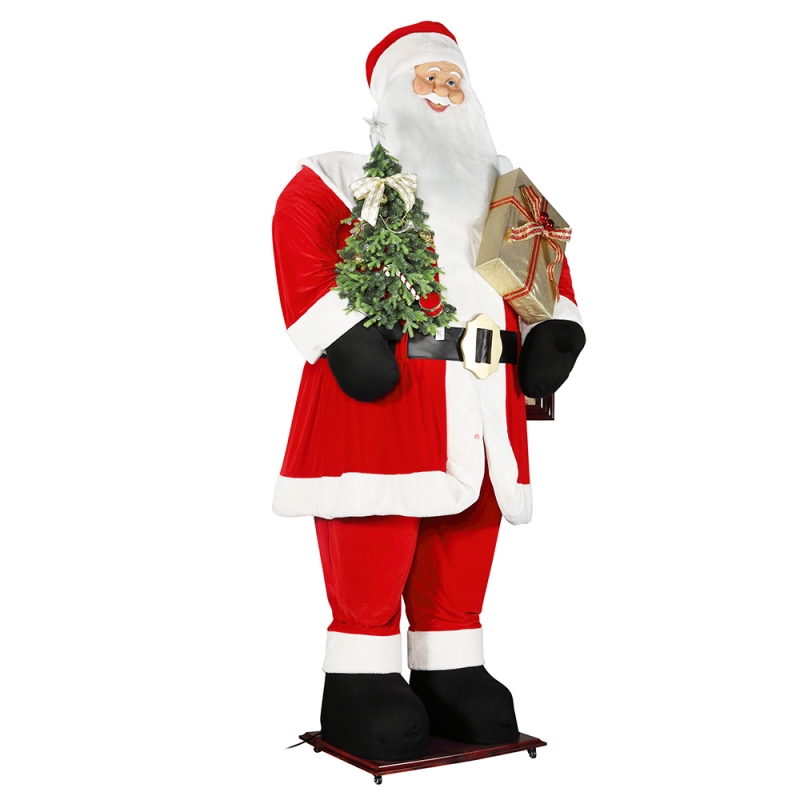 3.8m 큰 크리스마스 산타 클로스 나무와 선물 가방 LED 가벼운 상승 및 다운 쇼 쇼 장식 휴가 축제 럭셔리