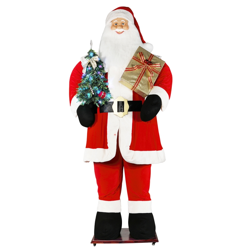3.8m 큰 크리스마스 산타 클로스 나무와 선물 가방 LED 가벼운 상승 및 다운 쇼 쇼 장식 휴가 축제 럭셔리