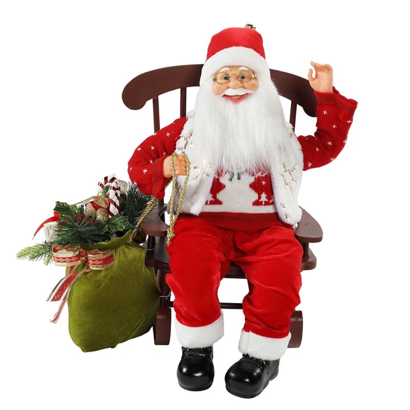 55cm 의자 애니메이션 산타 클로스 가벼운 크리스마스 장식 입상 장식 크리스마스 인형 휴일 컬렉션 홈 선물
