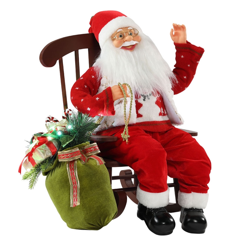 55cm 의자 애니메이션 산타 클로스 가벼운 크리스마스 장식 입상 장식 크리스마스 인형 휴일 컬렉션 홈 선물