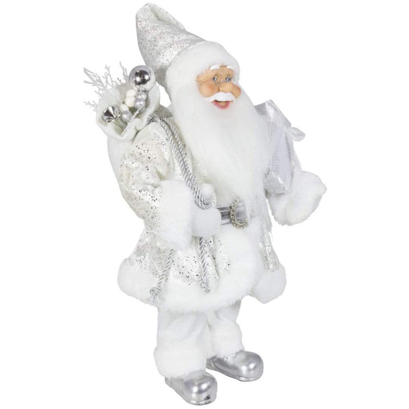 고귀한 45cm 크리스마스 장식 서 산타 클로스 실버 크리스마스 트리 장식품 용품 전통적인 휴가 입상