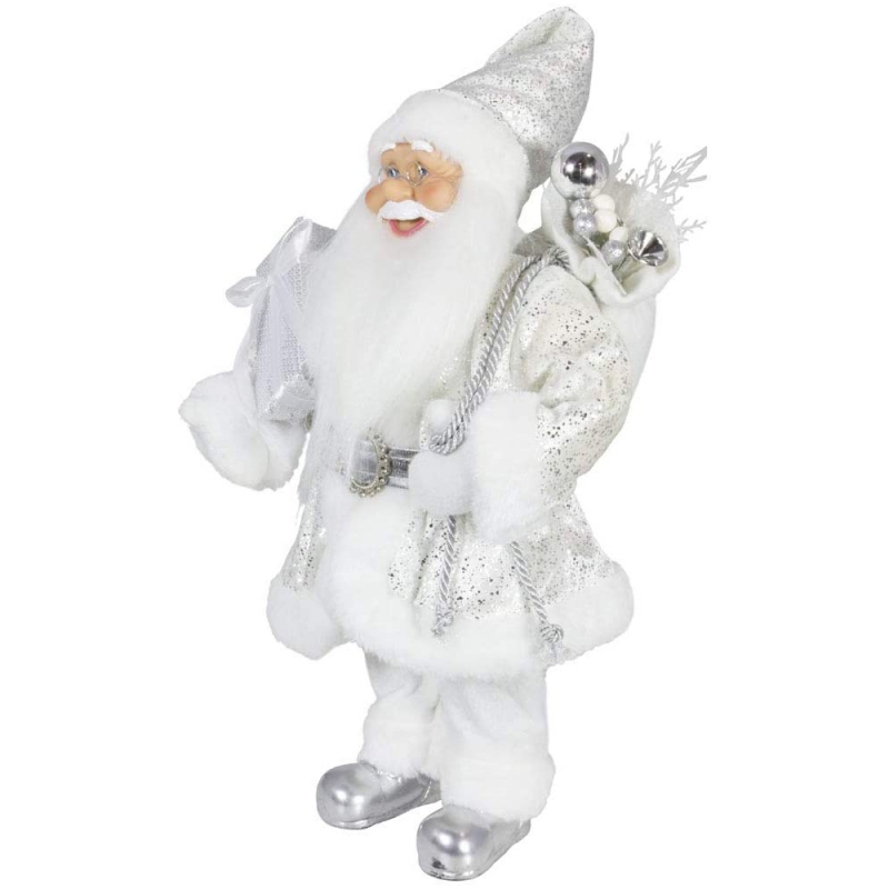 고귀한 45cm 크리스마스 장식 서 산타 클로스 실버 크리스마스 트리 장식품 용품 전통적인 휴가 입상