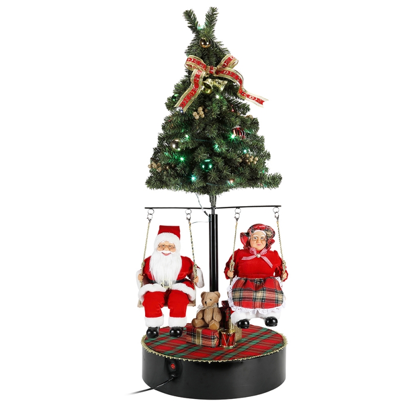 120cm 크리스마스 뮤지컬 장식 장식 축제 휴일 인형 컬렉션 전통 트리 산타 클로스를 회전