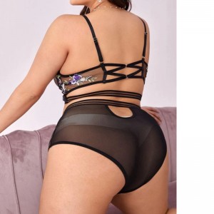 JF 속눈썹 레이스 란제리 여성 럭셔리 레이스 트림 란제리 도매 사용자 정의 디자인 레이스 두 조각 세트 여성 섹시한 란제리