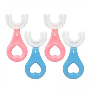 어린이, 실리콘 U 자 모양 구강 케어 청소 브러시, 아기 치아 청소기를위한 공장 공급, 수동 칫솔
