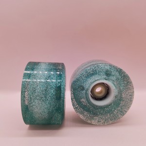 사용자 정의 쿼드 스케이트 바퀴 투명 PU 재료 반짝이 분말 LED