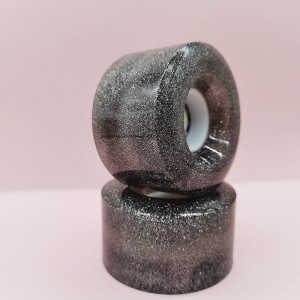 사용자 정의 쿼드 스케이트 바퀴 투명 PU 재료 반짝이 분말 LED