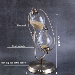 타이머 금속 회전 모래 시계 유럽 스타일 거실 장식 장식품 생일 선물 30/60 mins 시간 모래 시계