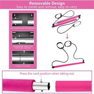 필라테스 바 세트, 휴대용 요가 운동 필라테스 스틱 저항 밴드 풋 루프, 피트니스 장비