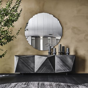 식당을위한 이탈리아 현대 금색 금속 고광택 사이드 보드 고급 뷔페 캐비닛