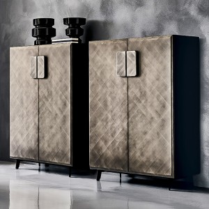 이탈리아 현대 고급 복고풍 골드 금속 저장 스테인레스 스틸 캐비닛 사이드 보드 뷔페