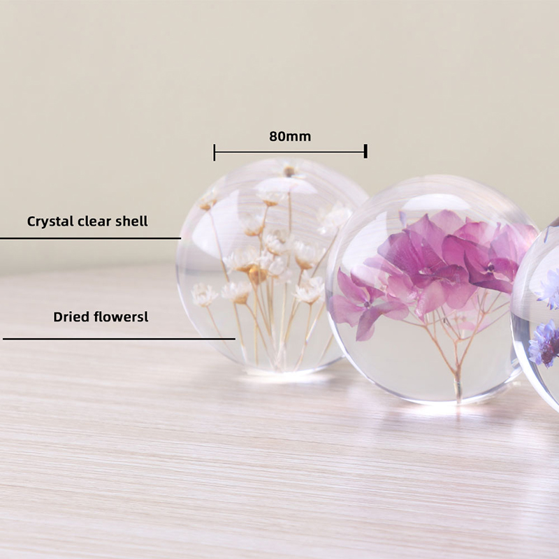 맞춤형 3D 7cm 8cm 9cm 수지 구주 자연 꽃 공장 실제 민들레 문서 크리스마스 선물 크리스탈 유리 가정 장식