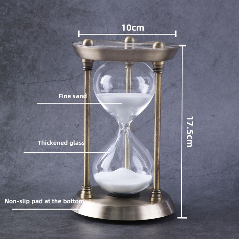 도매 커스텀 로고 30 분 장식 황동 골동품 기하학적 금속 주택 모래 타이머 모래 시계