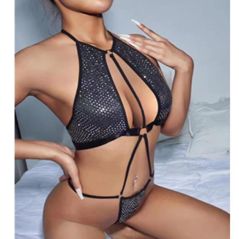섹시한 끈 브리핑 테디 섹시 가루 가스를위한 Sequine Shining Fabric