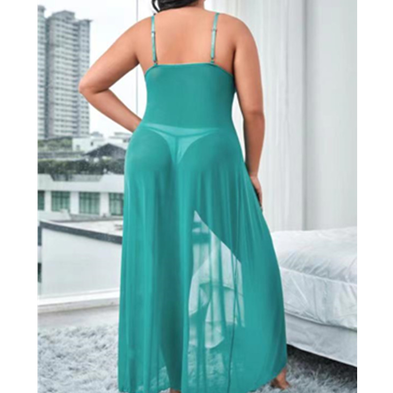 플라이 어웨이 메쉬 로브 섹시한 나이트웨어 긴 가운 나이트 가운 여자 나이트 드레스