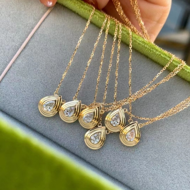 Tuochen Jewelry Waterdrop, Princess Pendant, 18k/14k/10k 옐로우 골드 다이아몬드 목걸이 보석