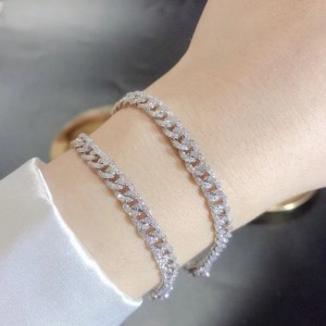 Tuochen Jewelry 18k/14k/10k 골드 쿠바 팔찌/moissanite stone for man