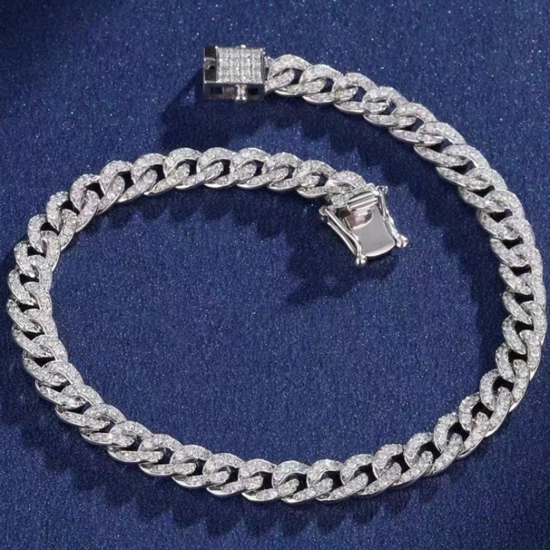 Tuochen Jewelry 18k/14k/10k 골드 쿠바 팔찌/moissanite stone for man