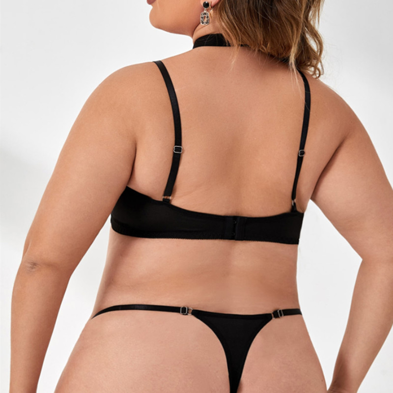 Love Ring Linked Sexy Harness Lingerie Set Sexy Thong Peek-A-Boo 컷 아웃 브래지어