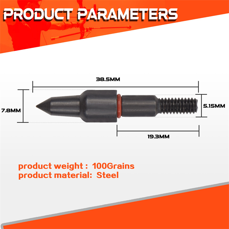 7.8mm 화살표를위한 Elongarrow 100grain 양궁 스틸 화살촉