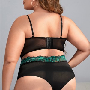 플로럴 레이스 푸시 업 섹시 란제리 세트 한 쌍 레그 링