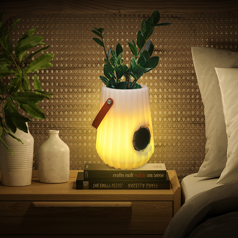 LED 조명 화분 실내 실내/outdoor 거실, 침실, 정원 장식, 희미한 얼음 버킷 LED 조명이있는 Bluetooth 스피커를위한 창의적인 스마트 테이블 램프