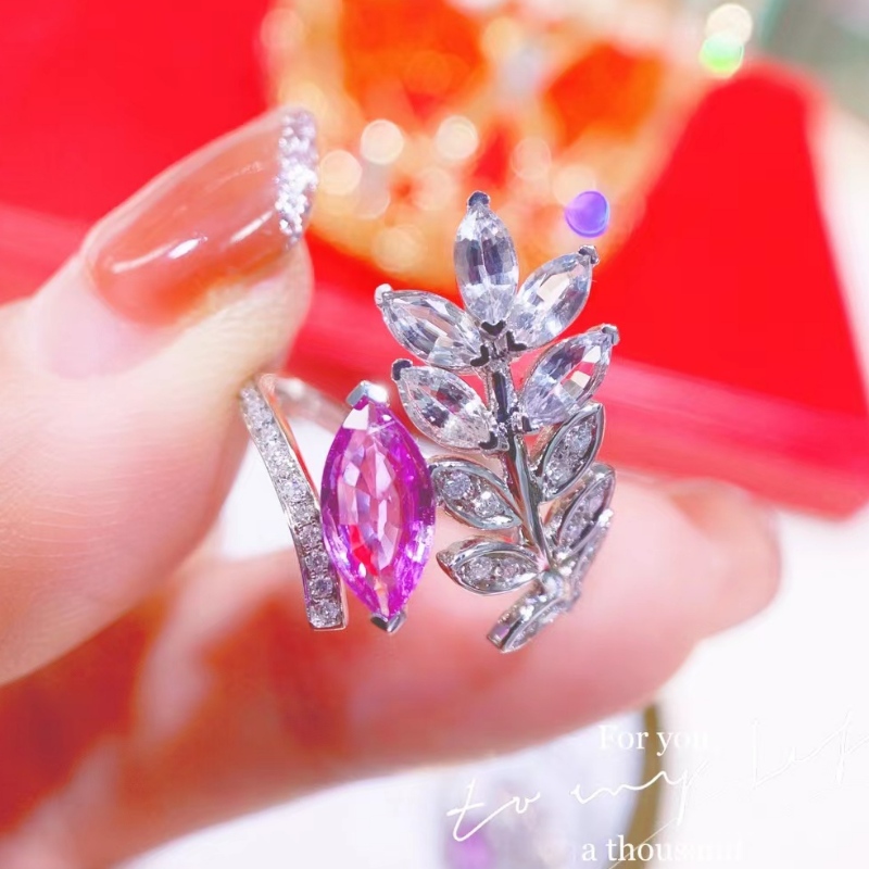 Tuochen Jewelry 18K 금 New Style Marquis Diamond Leaf Ring