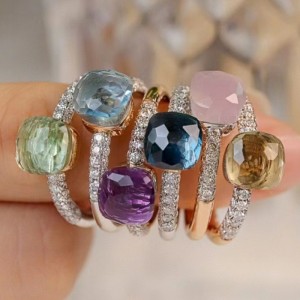 18k/14k/10k/9k 골드 자연 컬러 스톤 링