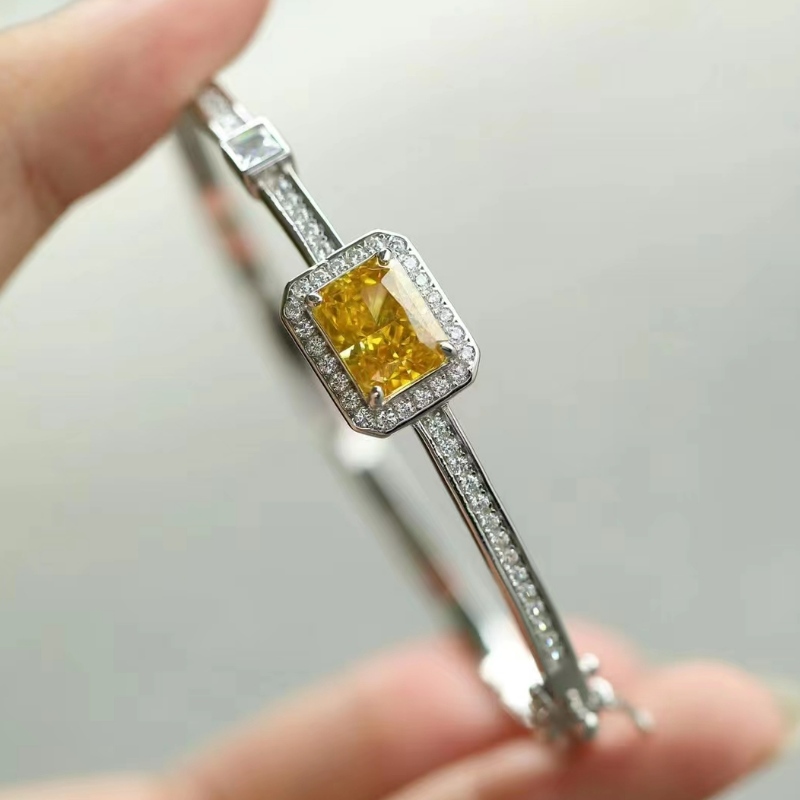 고 탄소 화려한 다이아몬드 브레이슬릿이있는 스털링 실버 925