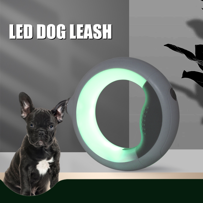 TANGLE FREE HEAGING BEXTICTION LED DOG LEASH 내장 똥 가방 구획 워킹 마차 360 핸즈프리 핸즈프리 안티 슬립 핸들 소형 중간&큰 개