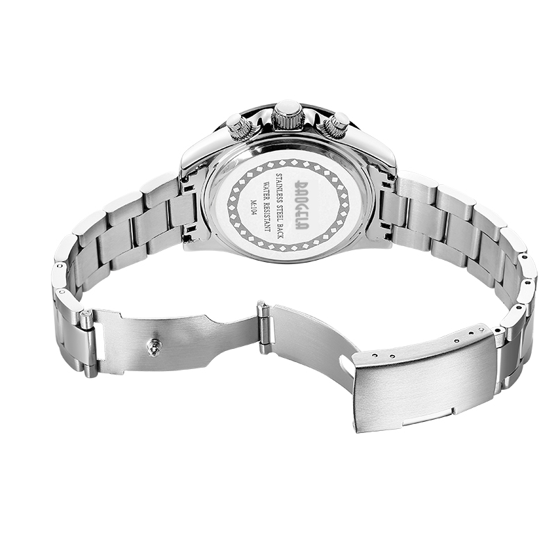 Baogela Men Watch Top Brand Luxury Sports Quartz 시계 스테인리스 스틸 스트랩 방수 크로노 그래프 손목 시계 2210 Black White