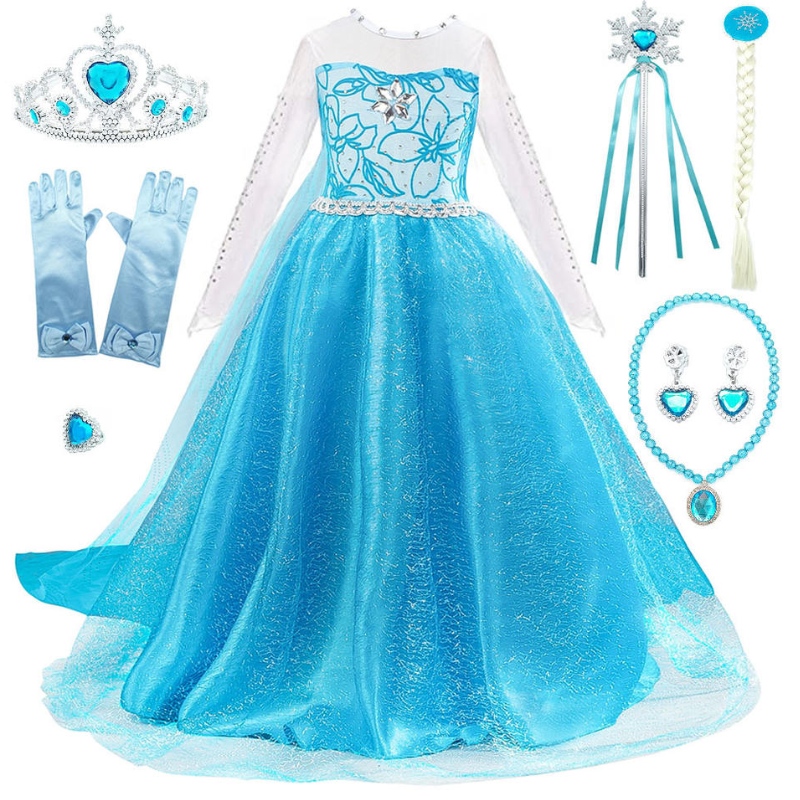 새로운 Aisha Party 공주 드레스 소녀 Long Dress Aisha Princess Dress with Full Accessories