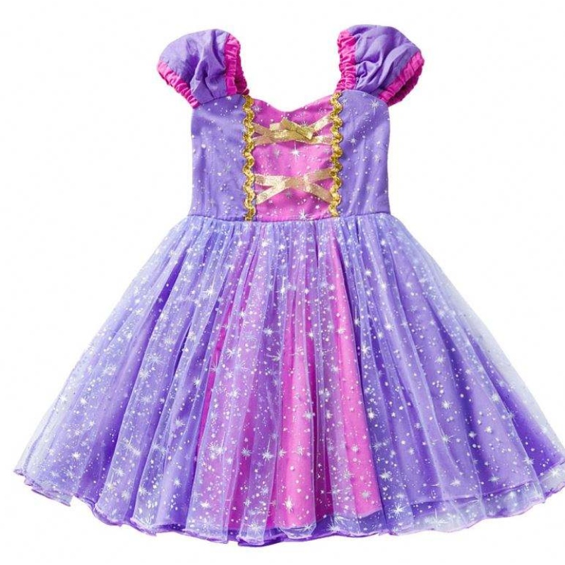 파티 영화 얽힌 캐릭터 코스프레 여자 생일 파티 드레스를위한 고품질 라푼젤 공주 드레스 드레스 1-4 년