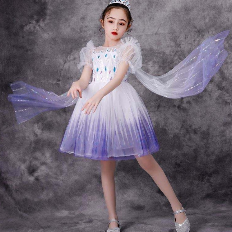 NEW GIRL ELSA 2 AISHA 백인 드레스 아이 공주 소녀 할로윈 공주 드레스 투투 여름 결혼식 생일 파티 드레스