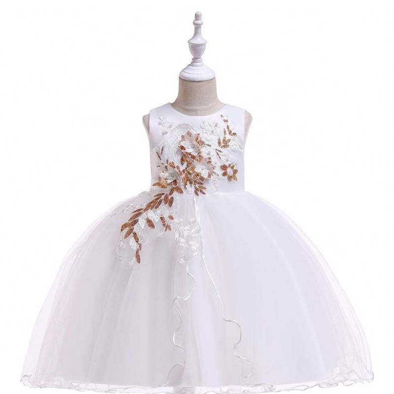 Baige Kids Garments White Flower Girl Dress 자수 파티웨어 이브닝 드레스 L5060
