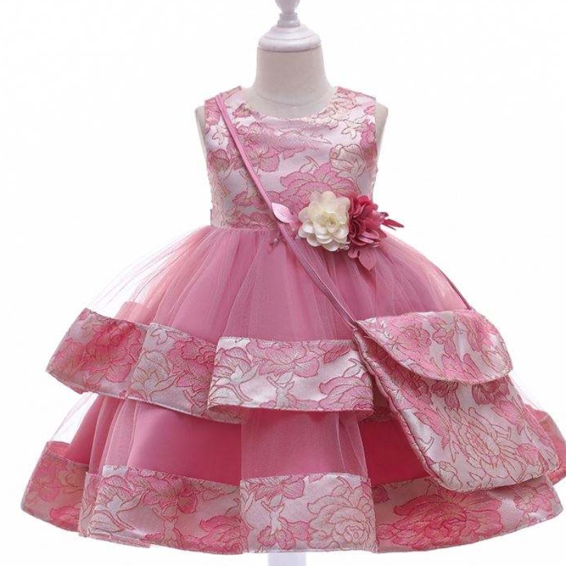 미니 가방 새틴 생일 결혼식 공주 드레스와 함께 새로운 디자인 꽃 소녀 파티 드레스 L5216