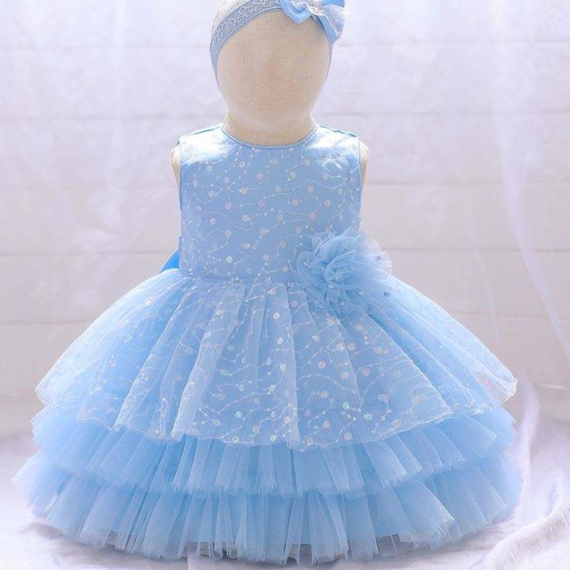 Baige Sleeveless New Infant Party 드레스 꽃 소녀 드레스 베이비 드레스 디자인 2 년 L2010xz