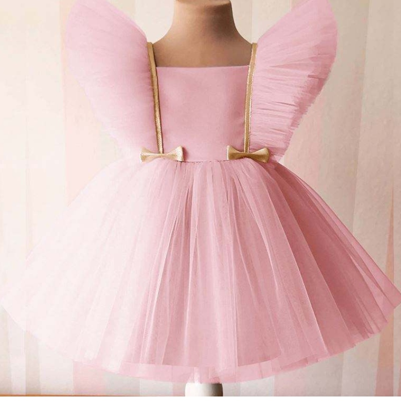 Baige New Kids Dresses Party Part Plan Sleeves 어린이 생일 공연 드레스 L0816