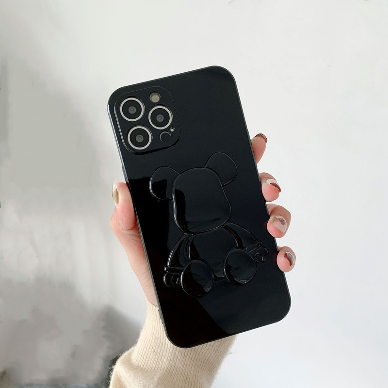 신제품은 Apple iPhone 13Pro 가죽 곰 단색 휴대 전화 케이스, 렌즈 업그레이드 스크래치에 대한 완전한 보호, 정체 방지 방지 보호 커버에 적합합니다.