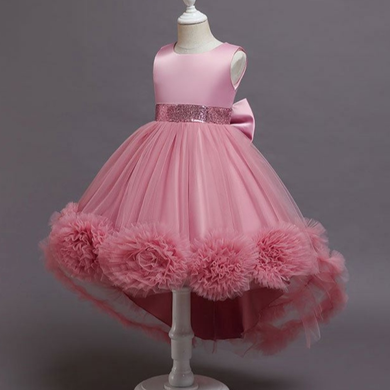 Baige Little Big Girls Flower Wedding Traint Tutu 드레스 형식 대회 파티 공주 Princess Prom Ball Gown