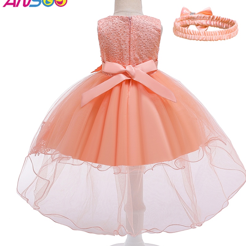 Ansoo Pretty Peach Children \\ 's Girl Princess Flower Orange Wedding Dress Girl